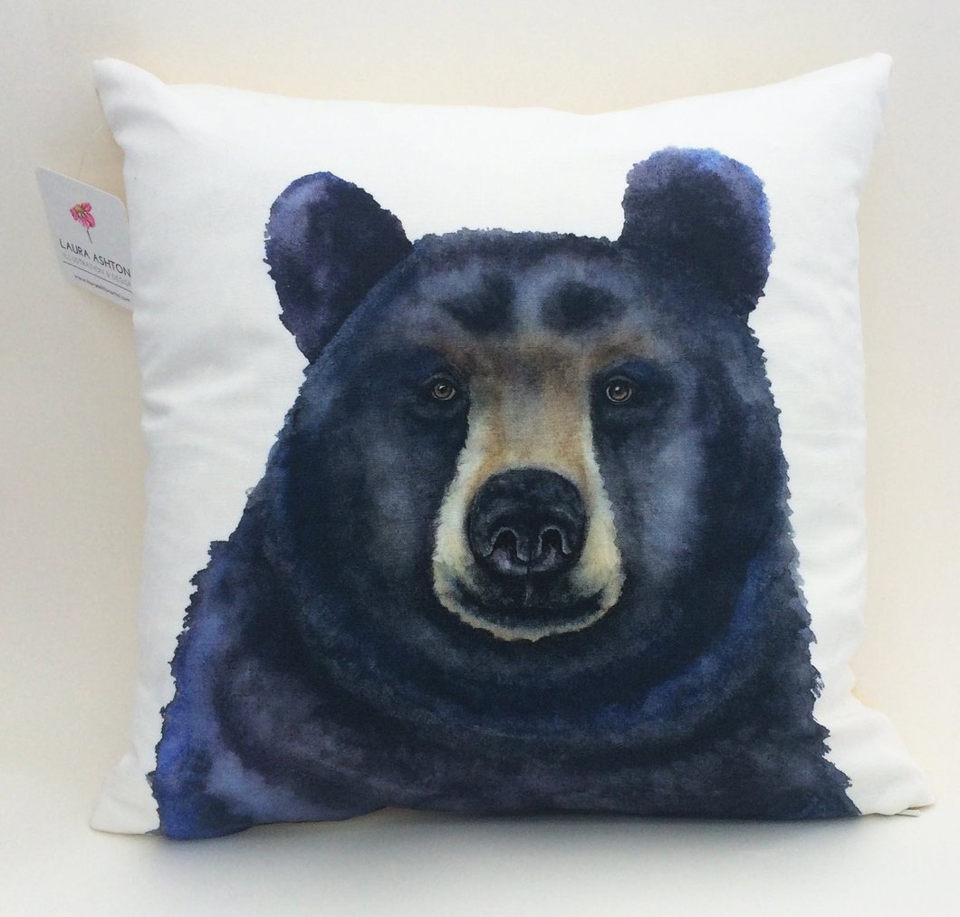 1060x1012 Watercolor Black Bear Throw Pillow Cover Laura Ashton