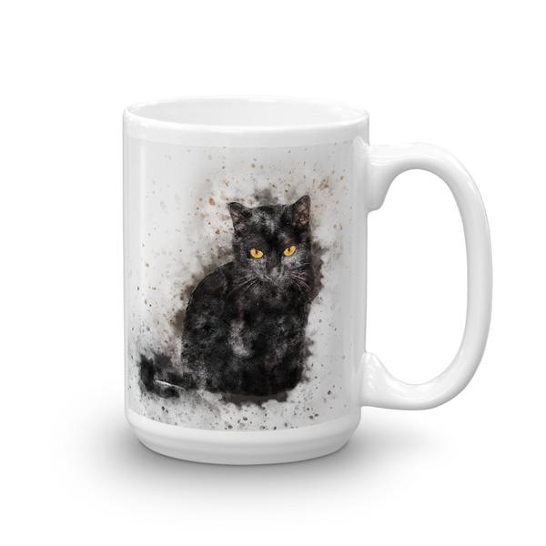 600x600 Black Cat Watercolor Design Coffee Mug J Amp S Graphics