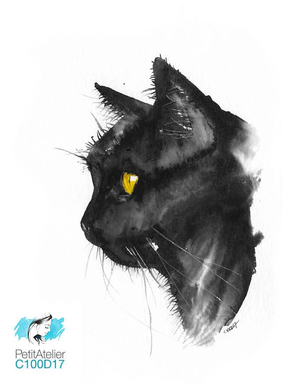 570x772 Original Gift Unique Watercolor Cute Black Cat