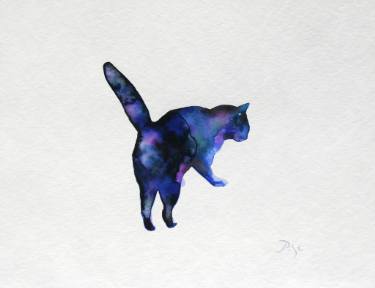 375x288 Original Impressionism Cats Watercolor Paintings For Sale