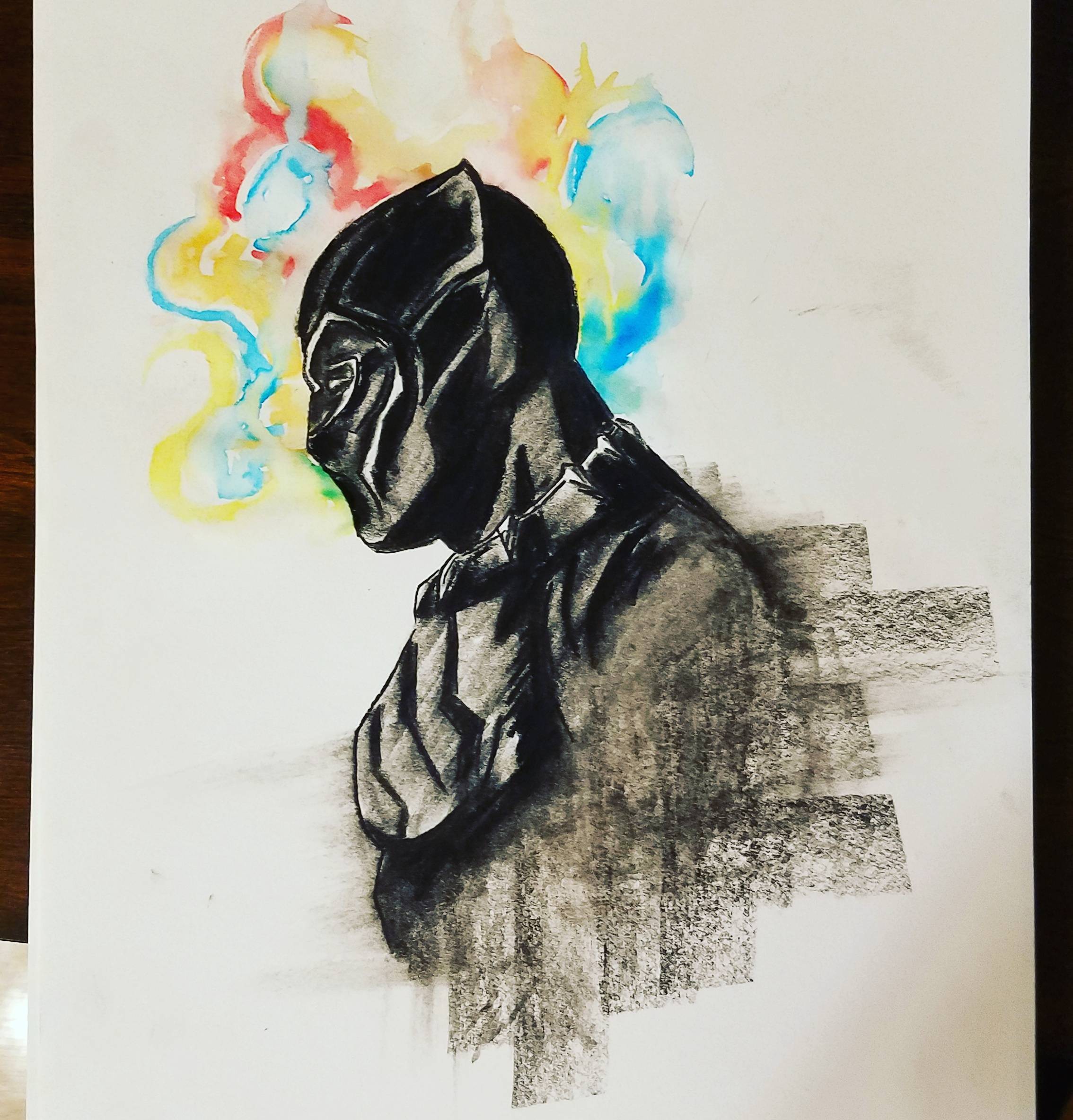 2268x2369 My Take On The Nrw Black Panther Poster (Charcoal And Watercolor
