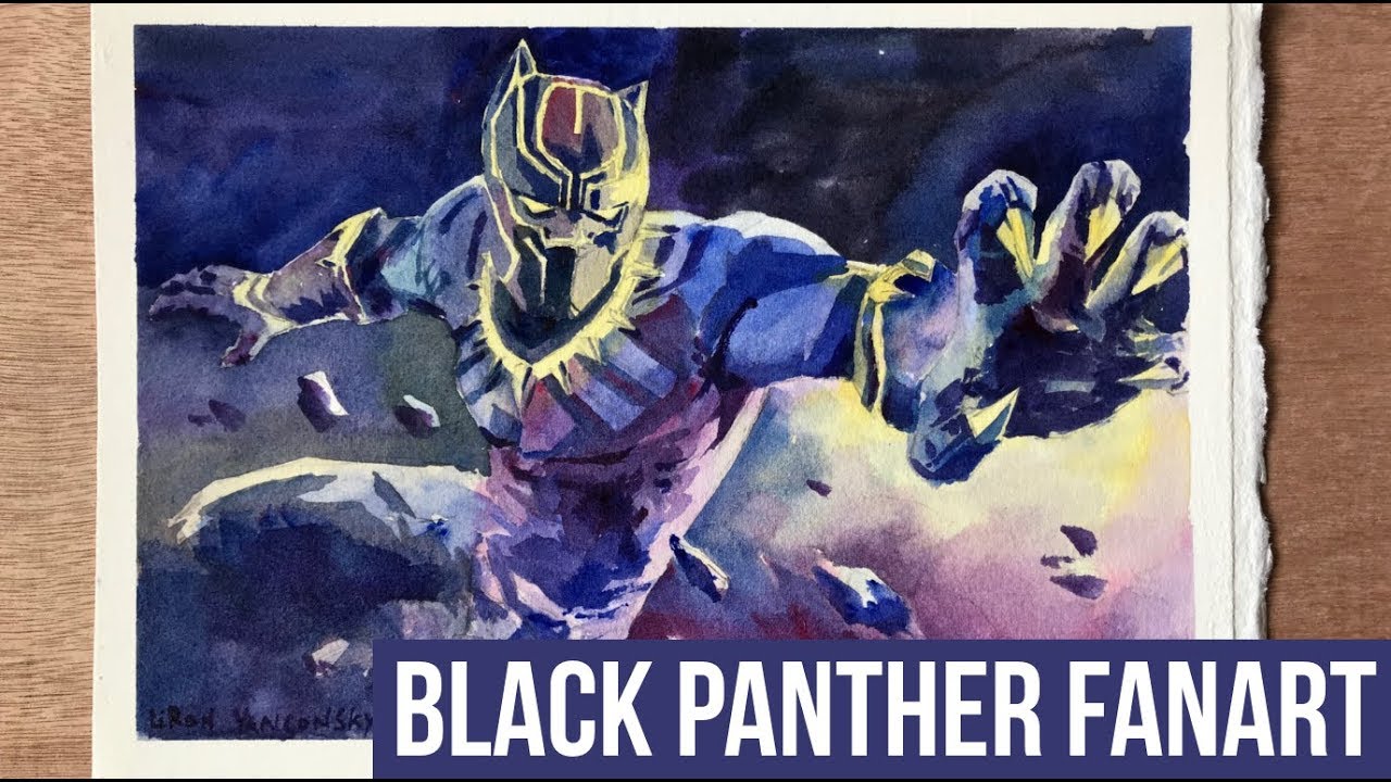 1280x720 Painting Black Panther In Watercolor Time Lapse Fanart Speed