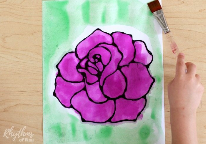 700x489 Black Glue Rose Watercolor Resist Art Project Rhythms Of Play
