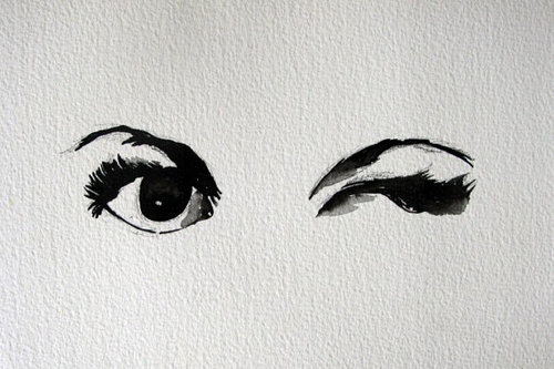 500x333 The Wink Black And White Watercolor Art Print By Portdevadesigns