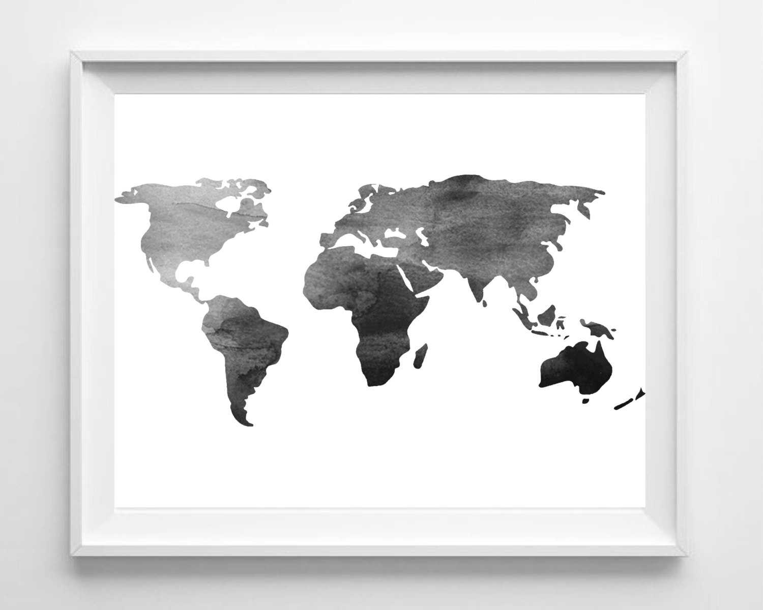 1500x1200 Watercolor World Map Print Black White Wall Art Blue Pink