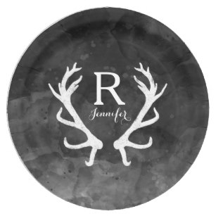 307x307 Black Watercolor Plates Zazzle