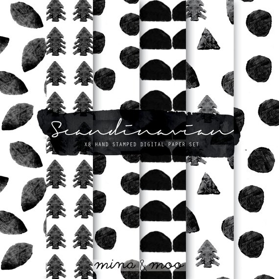 570x570 Black White Digital Paper Black Watercolor Paper Etsy