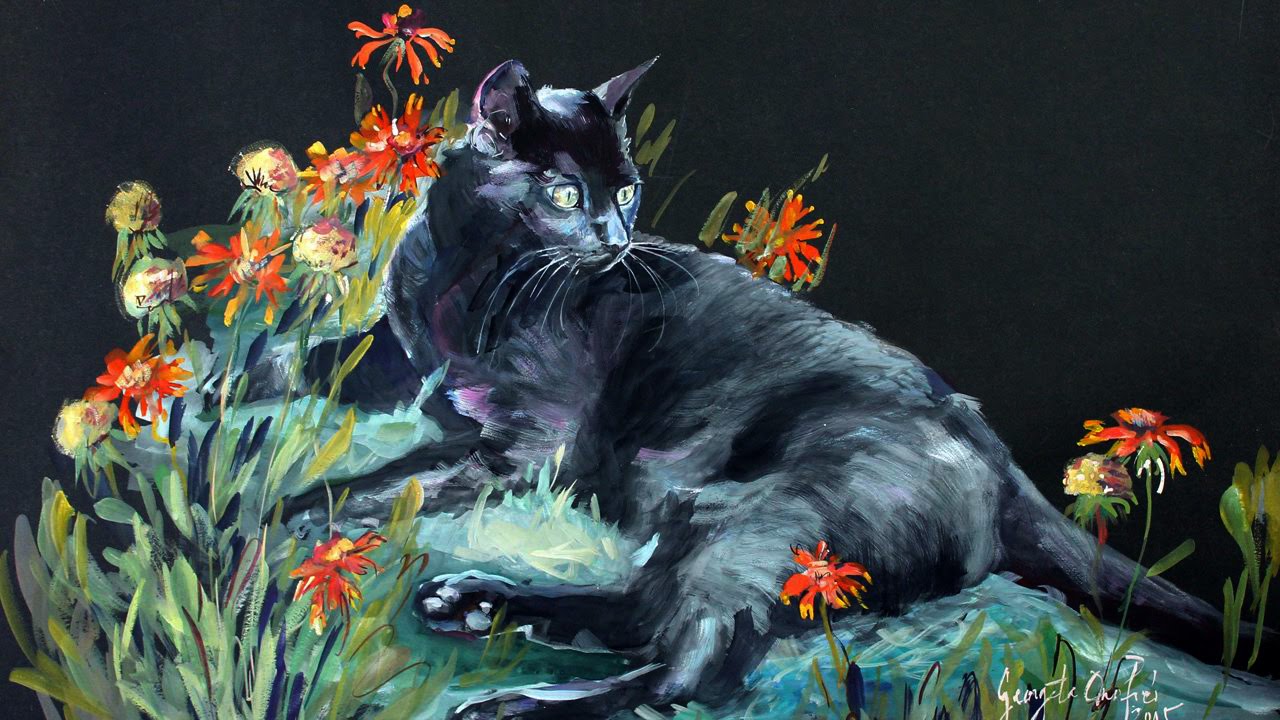 1280x720 How To Paint A Black Cat On Black Paper In Watercolor Timelapse