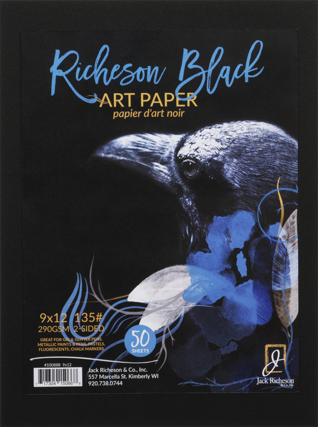 646x867 Jack Richeson Black Watercolor Paper, 135 Lb, 9 X 12, 50 Sheets