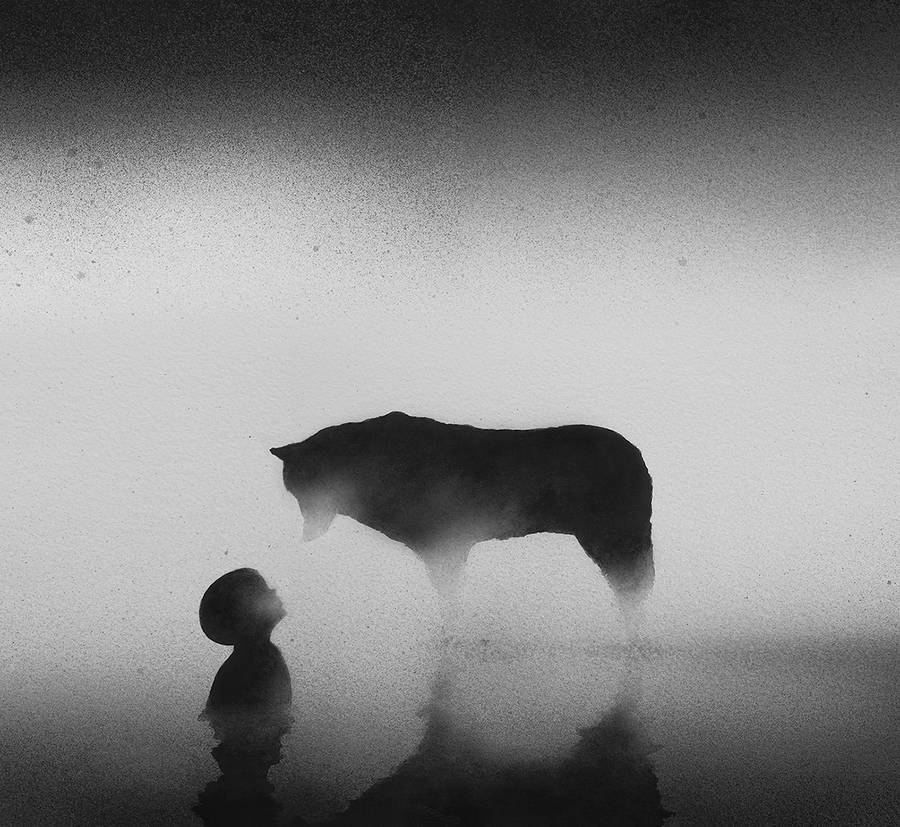 900x827 New Lyrical Black Amp White Watercolor Illustrations By Elicia