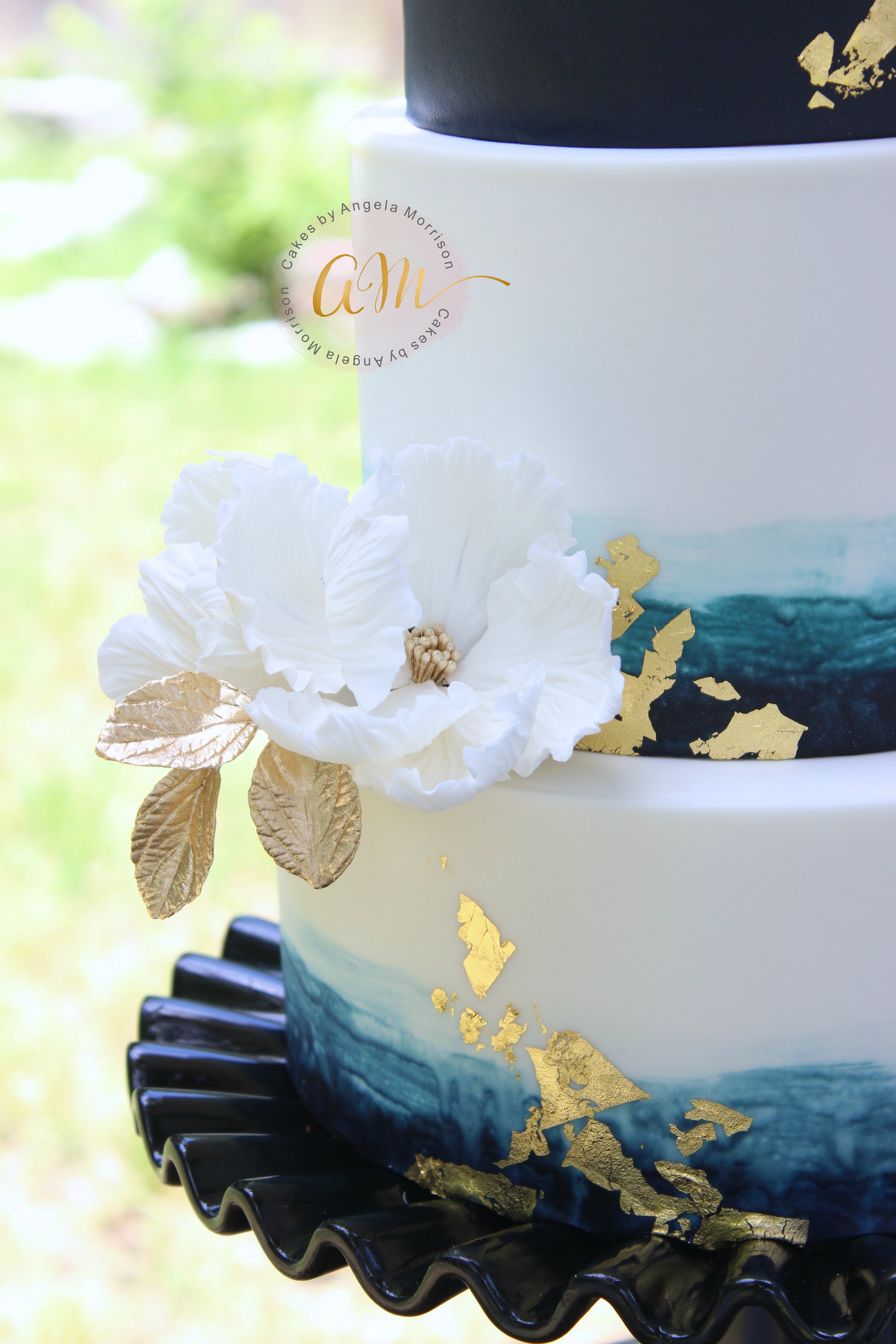 3344x5016 Blue And Gold Watercolor Cakes By Angela Morrison