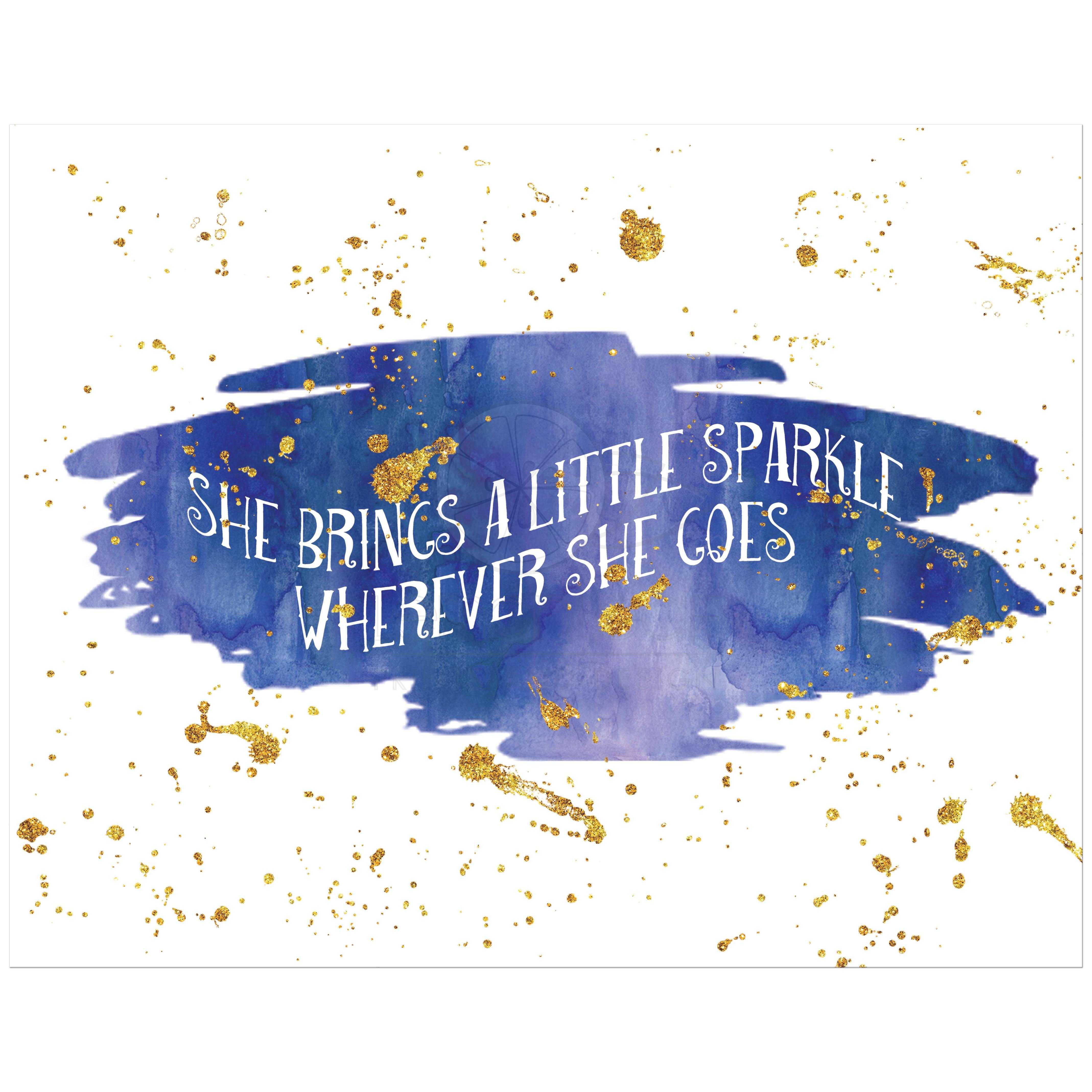 4275x4275 11x14 Art Print Blue Watercolor, Faux Gold Glitter She