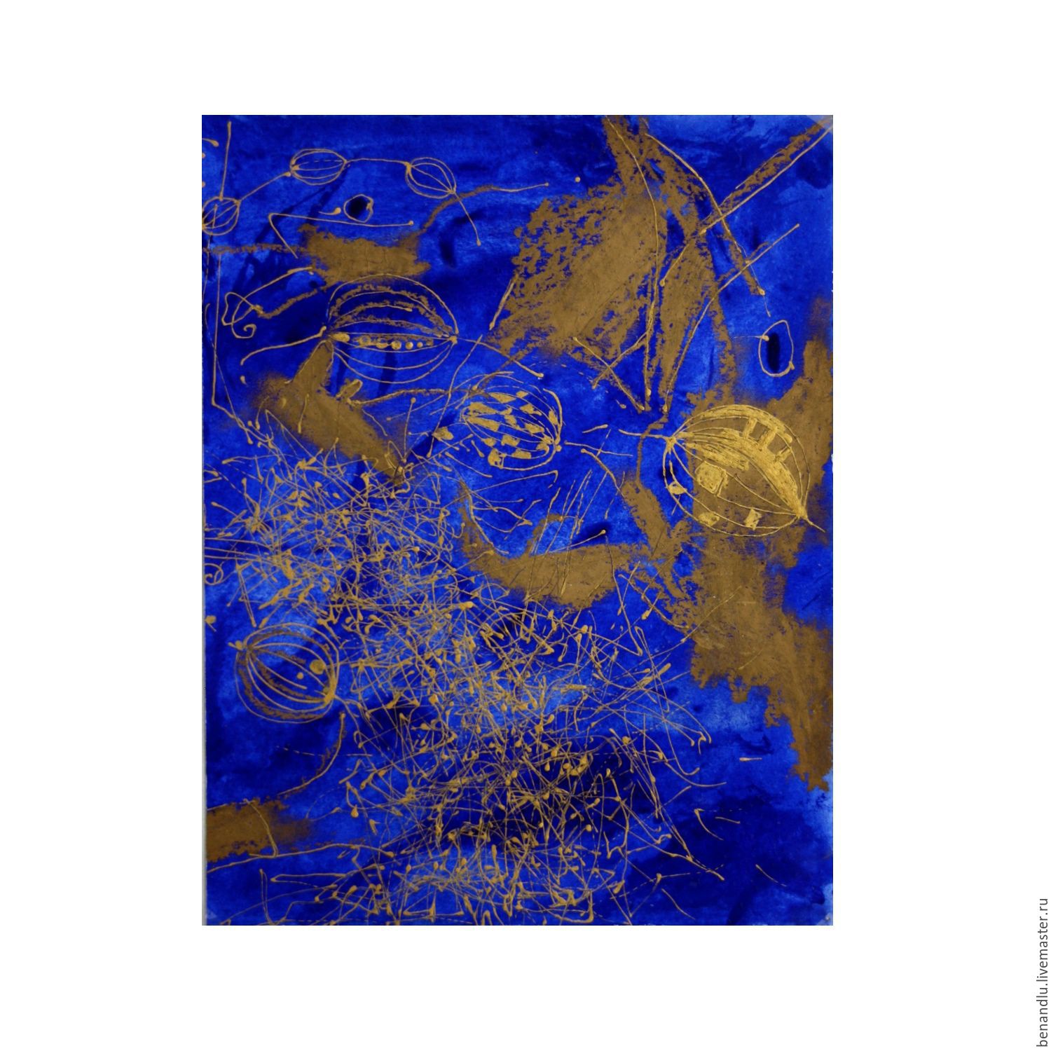1500x1500 Painting Abstraction Blue Gold Shop Online On Livemaster With