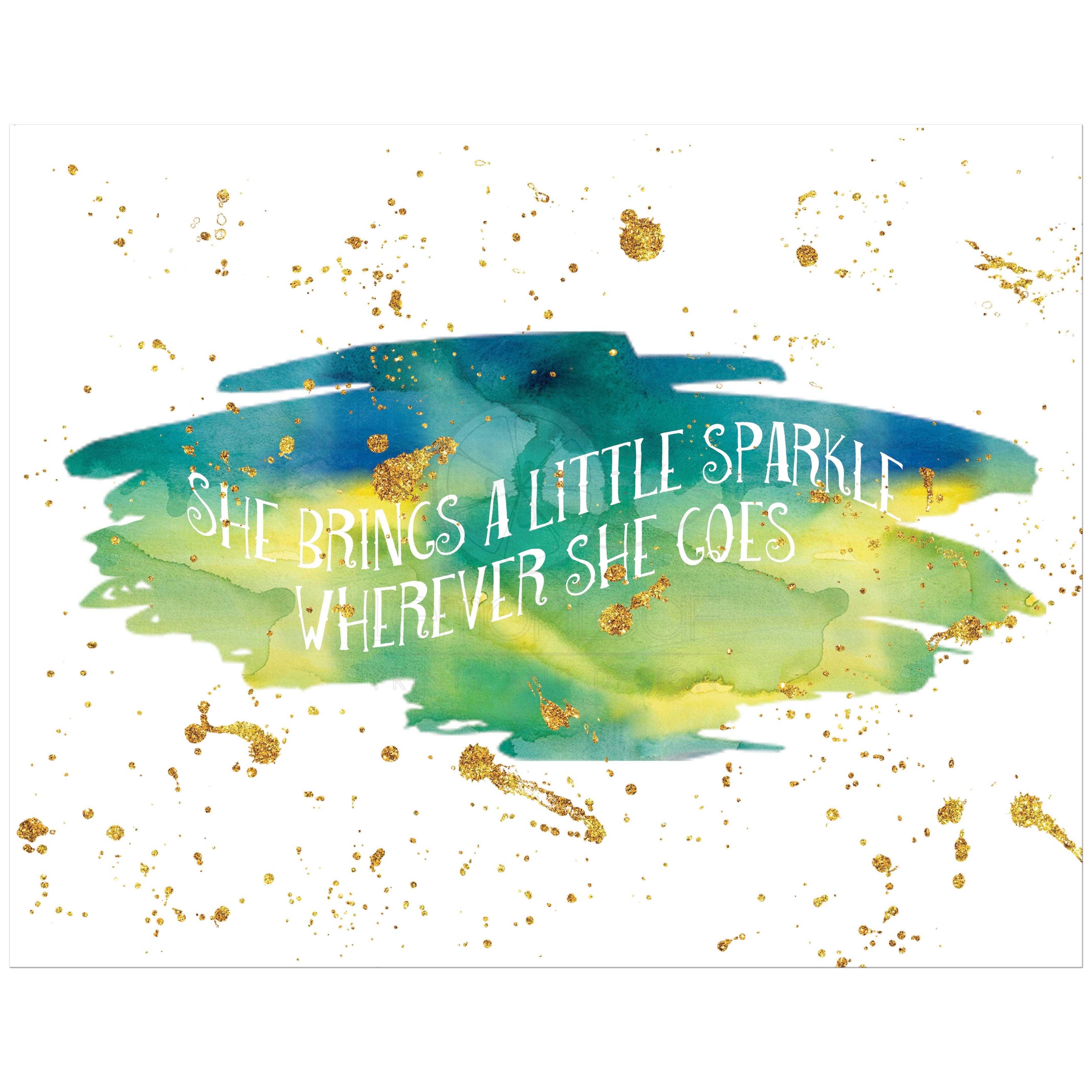 4275x4275 11x14 Art Print Sparkle Blue, Green, Yellow Watercolor, Faux