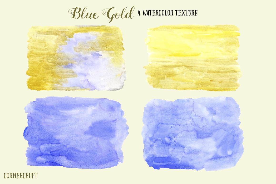 1160x772 Watercolor Clipart Blue Gold By Cornercroft