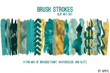 350x233 Blue Gold Brush Strokes Paint Glitter Foil Watercolor 20 Png Clip