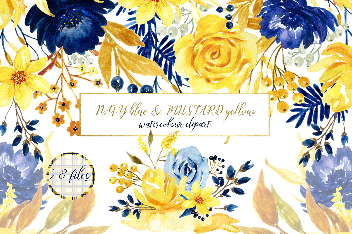 1160x772 Blue And Yellow Watercolor Flowers By Labfcreations