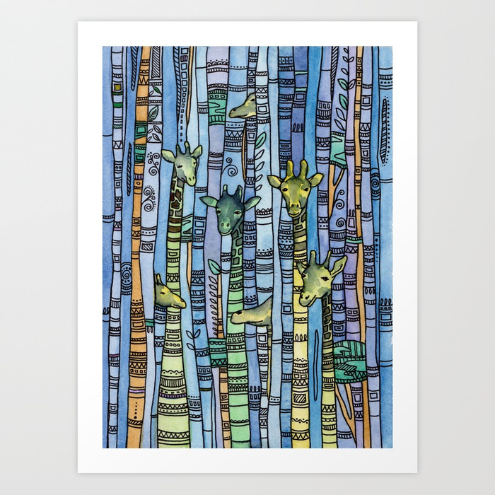 Blue Giraffe Watercolor