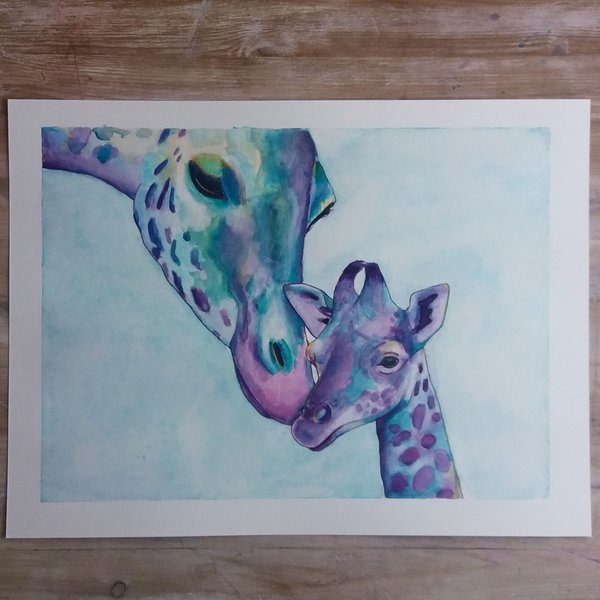 600x600 Giraffe Watercolour Painting By Allandavisart By Allandavisart On