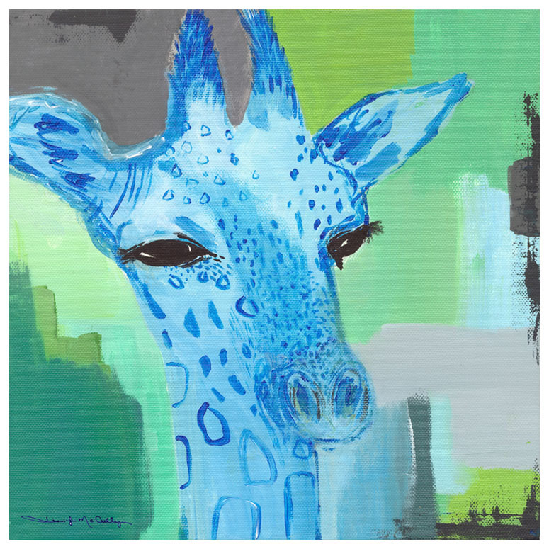 775x775 True Blue Giraffe, Jungle Amp Safari Canvas Wall Art Oopsy Daisy