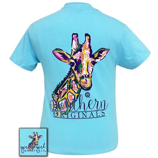 530x530 Watercolor Giraffe 2 Sky Blue Short Sleeve Girliegirloriginals