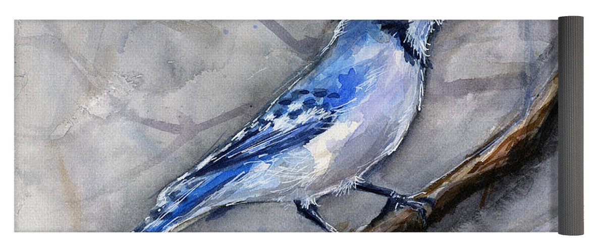 1171x500 Blue Jay Watercolor Yoga Mat For Sale By Olga Shvartsur