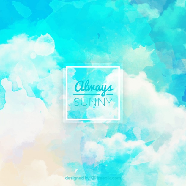626x626 Watercolor Blue Sky With Clouds Background Vector Free Download