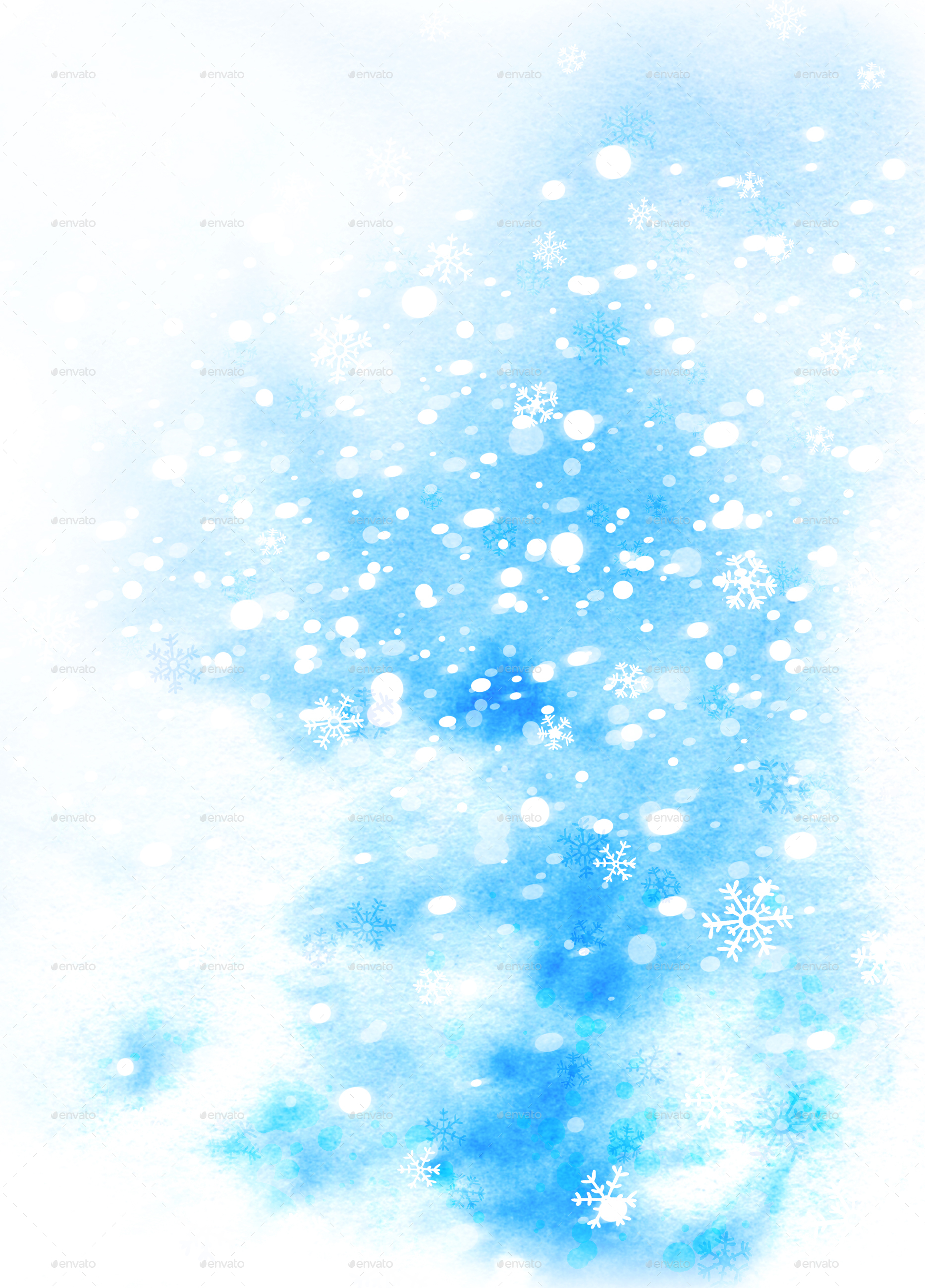 1867x2599 Blue Christmas Watercolor Backgrounds Set With Snowflakes By Pandochka