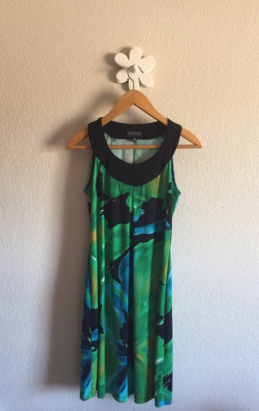 505x800 Green + Blue Watercolor Print Shift Dress ~ En Focus Studio