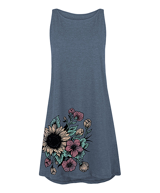 548x658 Instant Message Womens Heather Blue Watercolor Flowers Side Hit