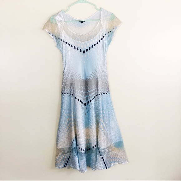 580x580 Komarov Dresses Designer Blue Watercolor Dress Poshmark