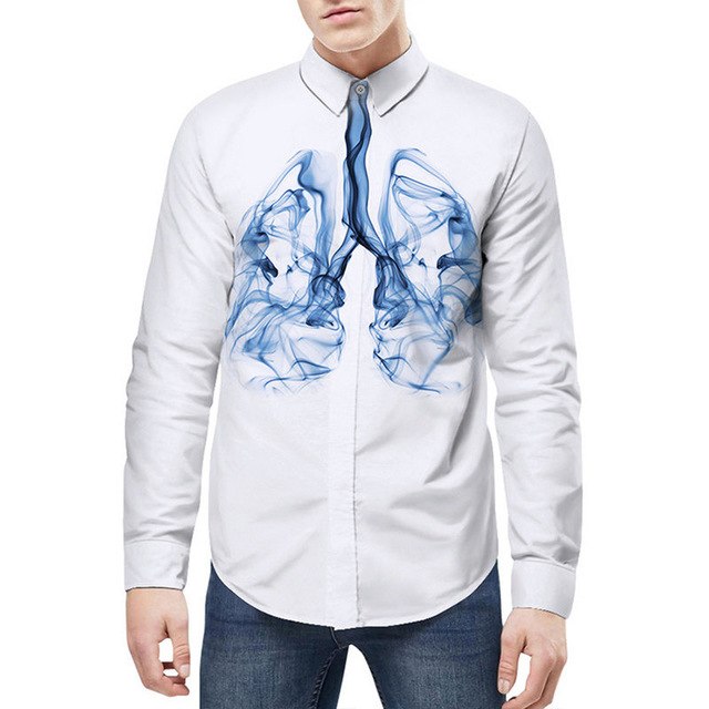 640x640 Korean Stylish Long Sleeve White Shirt Men Harajuku 3d Blue