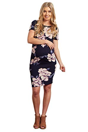 297x445 Pinkblush Maternity Navy Blue Watercolor Floral Fitted Maternity