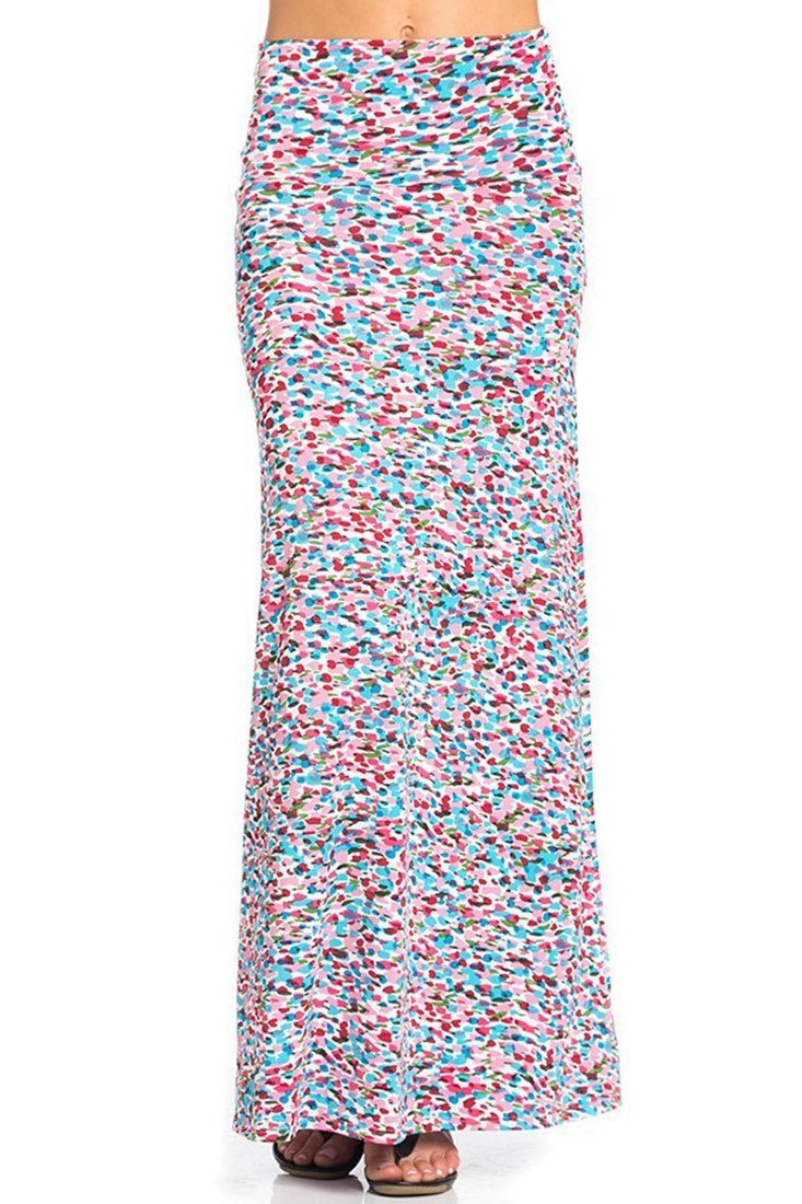 733x1100 Pinklue Watercolor Impression Printed Maxi Skirt