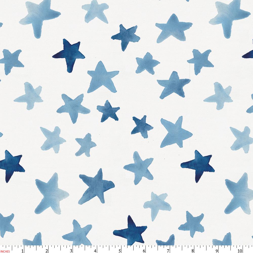 1000x1000 Blue Watercolor Stars Fabric By The Yard Blue Fabric Carousel