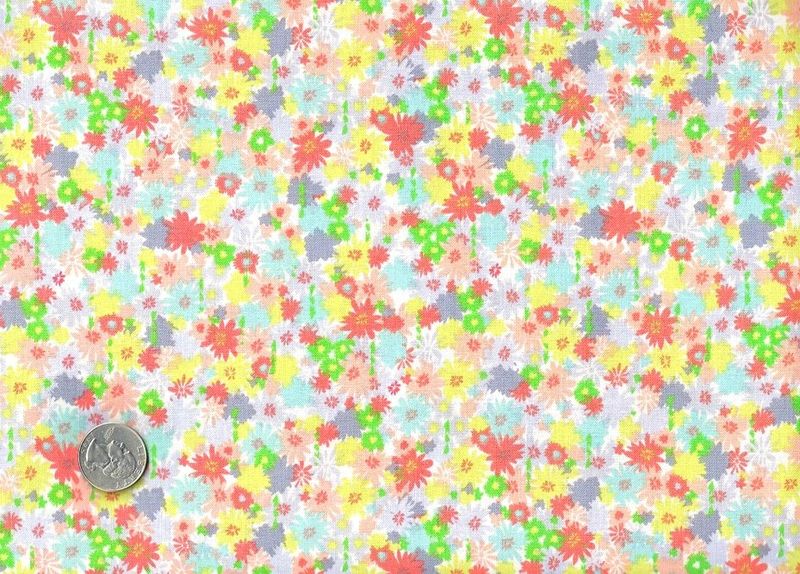 800x574 Cotton Quilt Fabric Sweet Tea Watercolor Floral Pink Blue Yellow