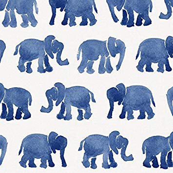 355x355 Carousel Designs Blue Watercolor Elephants Fabric By
