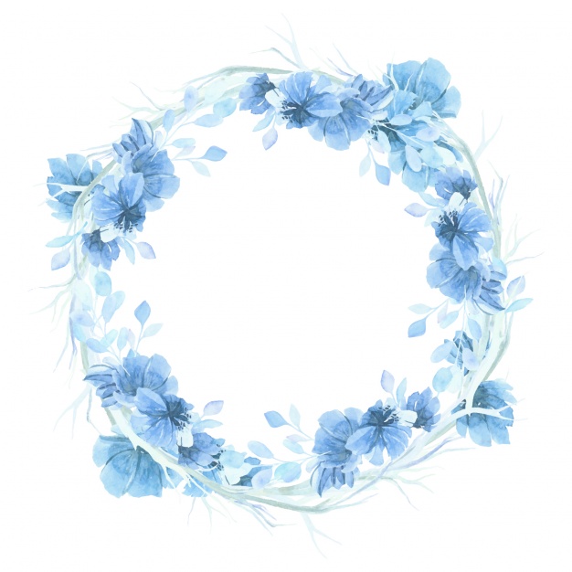 626x626 Blue Watercolor Floral Wreath Background Vector Free Download