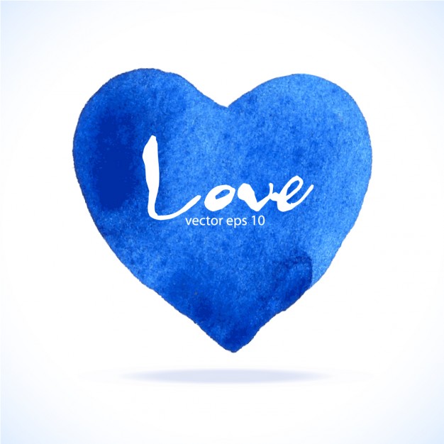 626x626 Blue Heart, Watercolor Vector Free Download