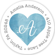 230x230 Personalized Pink Watercolor Heart Round Address Labels