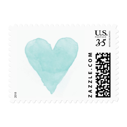 540x540 Turquoise Blue Watercolor Heart Wedding Stamps