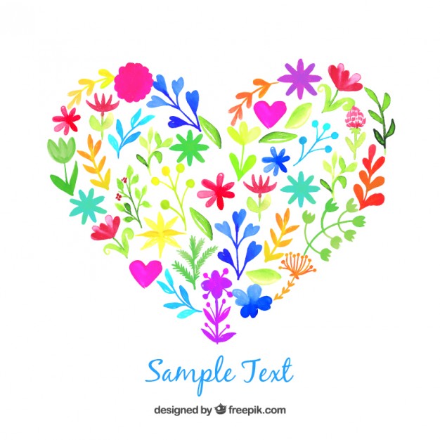 626x626 Watercolor Heart Made Of Flowers Vector Free Download