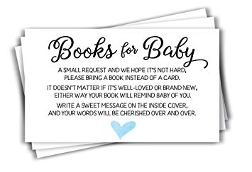 355x243 Blue Watercolor Heart Baby Shower Book Insert Request
