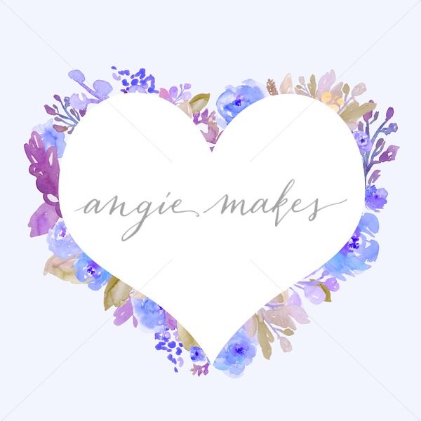 600x600 Blue Watercolor Flower Heart Background