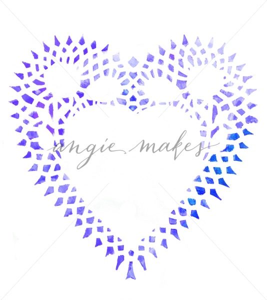534x600 Blue Watercolor Heart Doily Background