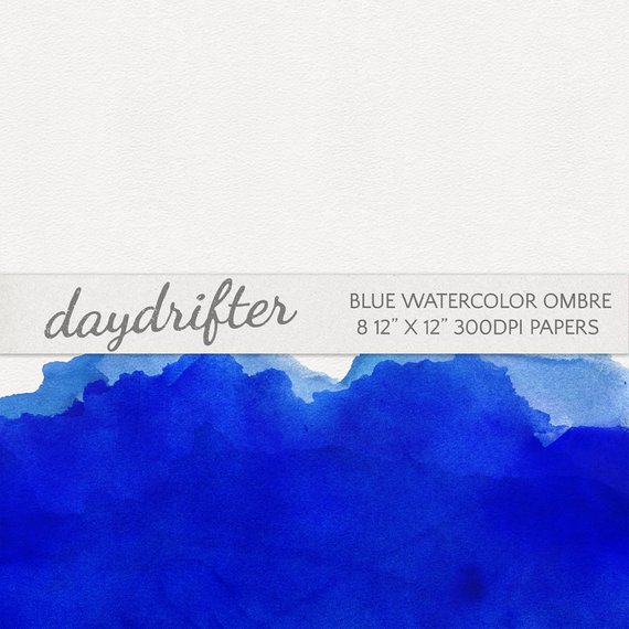 570x570 Blue Watercolor Ombre Dip Dye Paper Digital Scrapbooking Etsy