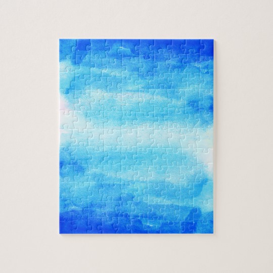540x540 Blue Watercolor Ombre Jigsaw Puzzle