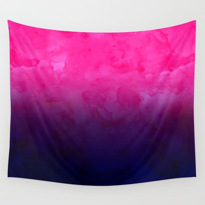 700x700 Boho Pink Navy Blue Watercolor Ombre Gradient Fade Wall Tapestry