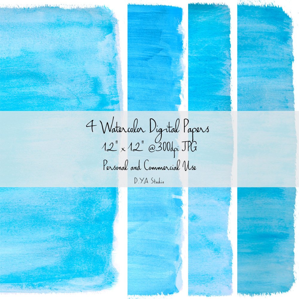 1000x1000 Ocean Blue Watercolor Background Ocean Digital Etsy