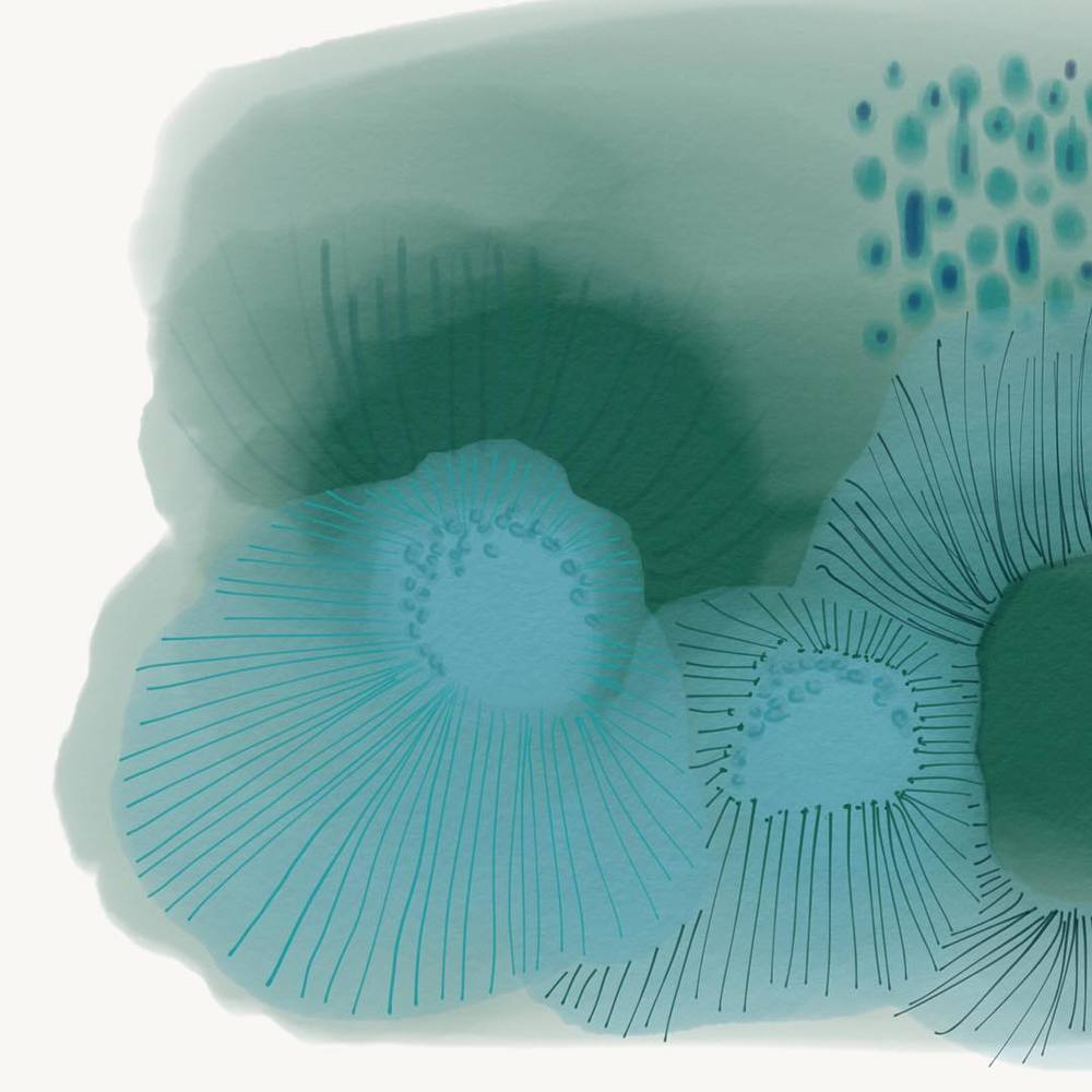 1000x1000 Oceanic Abstract 1 Fine Art Print On Watercolor Paper Ink And